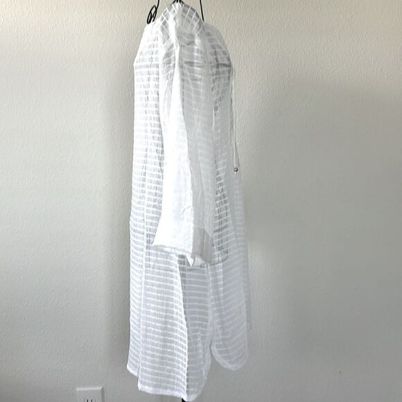 NWT J. Valdi Lace Up Shirt Swim Cover Up White - Picture 5 of 8